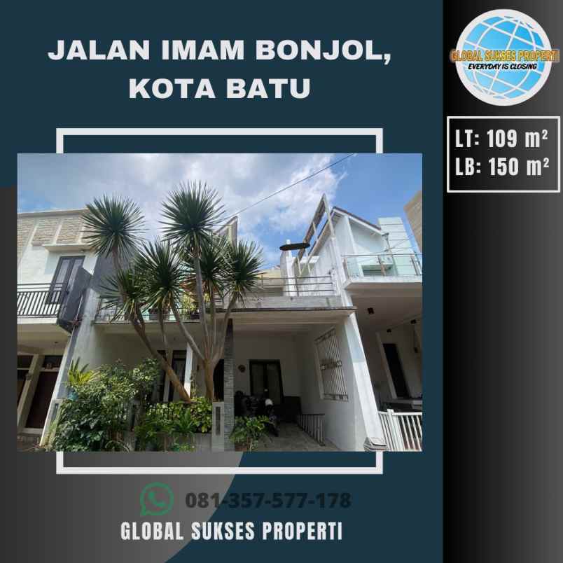 dijual rumah jalan imam bonjol kota batu