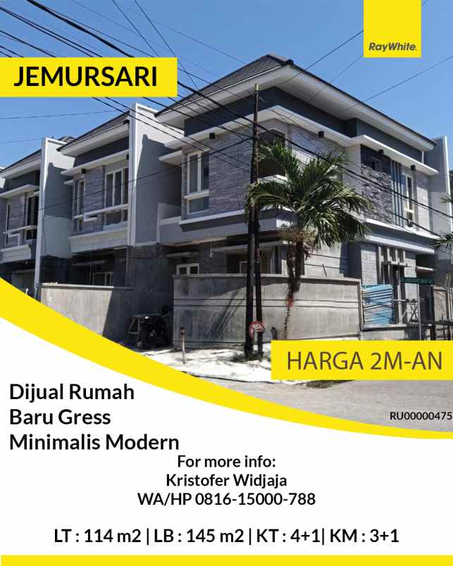 dijual rumah jemursari surabaya