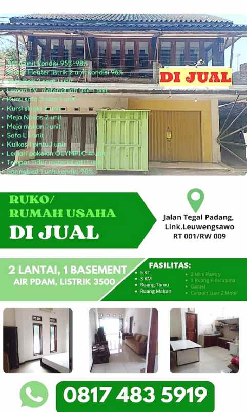 dijual rumah jl leuweung sawo kel