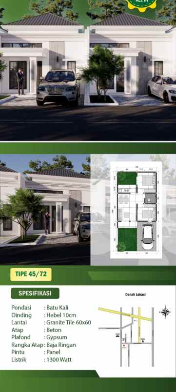 dijual rumah jl raya muchtar bojongsari