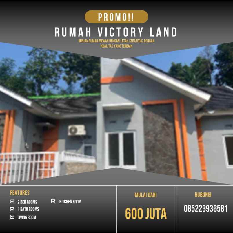 dijual rumah komplek victory land tahap