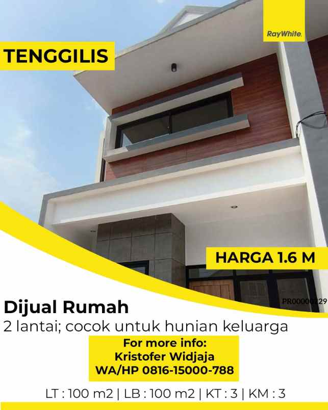 dijual rumah tenggilis mejoyo selatan
