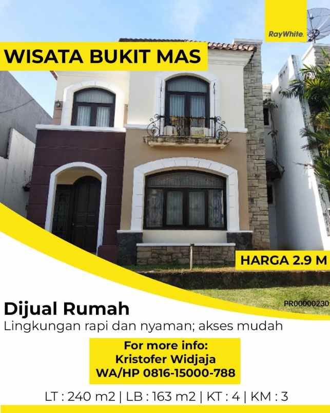 dijual rumah wisata bukit mas surabaya