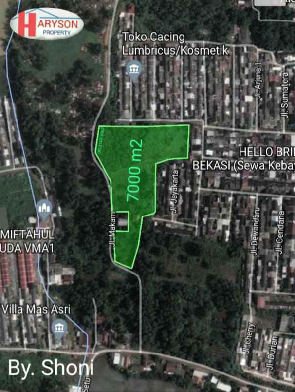 dijual tanah 7000 m2 setu kab bekasi