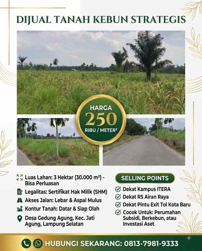 dijual tanah gedung agung jati agung