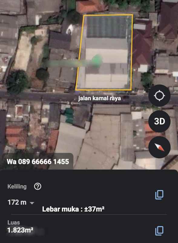 dijual tanah jalan kamal raya tegal