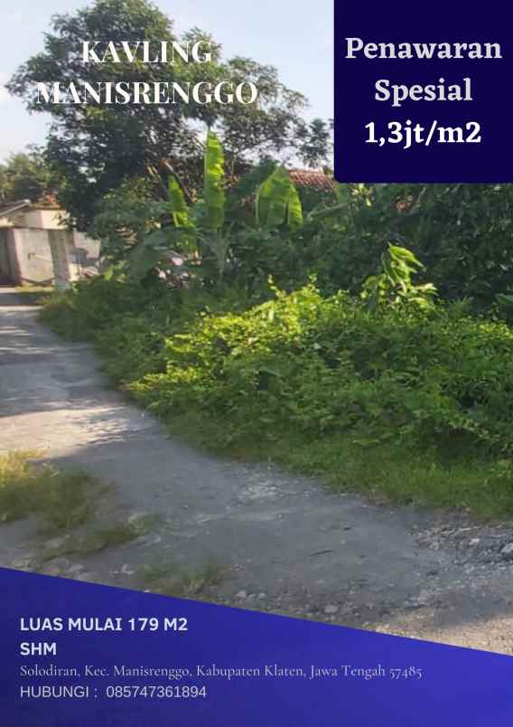 dijual tanah jalan manisrenggo