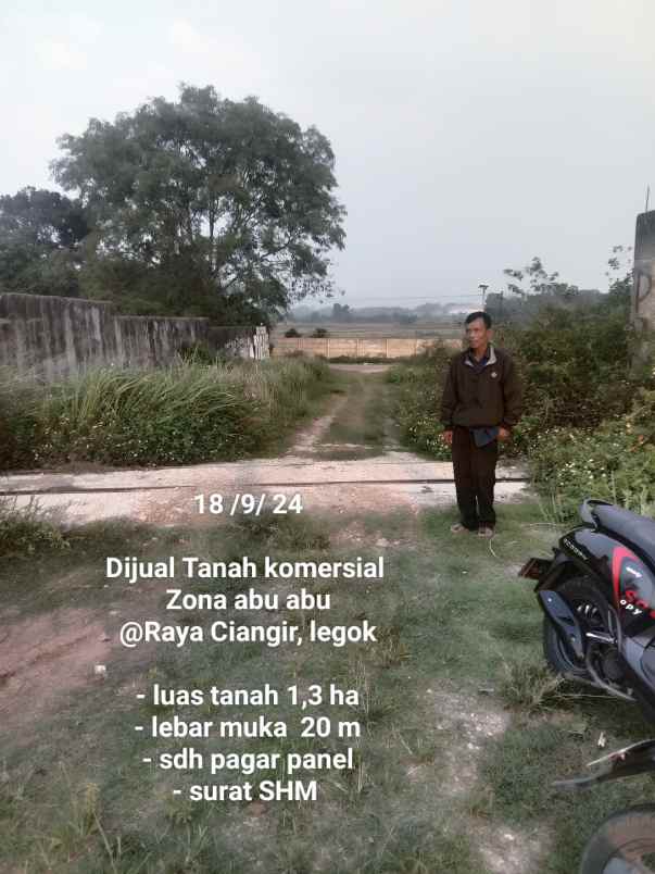 dijual tanah jl raya ciangir legok