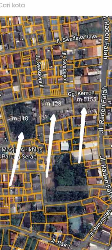 dijual tanah jln raden fatah ciledug