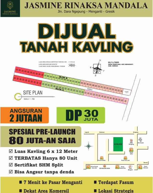 dijual tanah kavling menganti