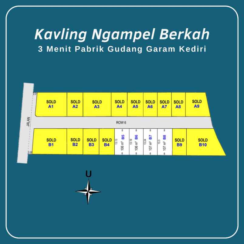 dijual tanah ngampel kec mojoroto kota