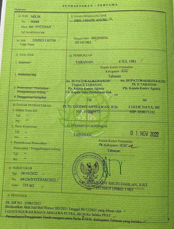 dijual tanah pantai kedungu