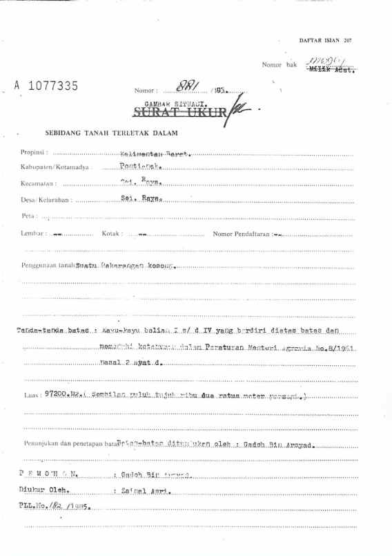 dijual tanah parit sembin