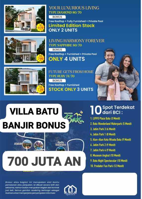 dijual villa batu citra indah