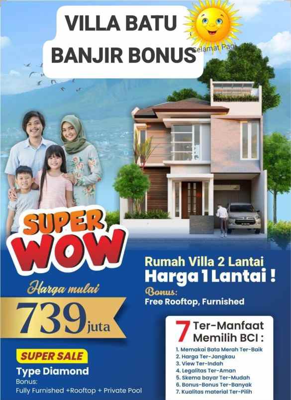 dijual villa batu citra indah