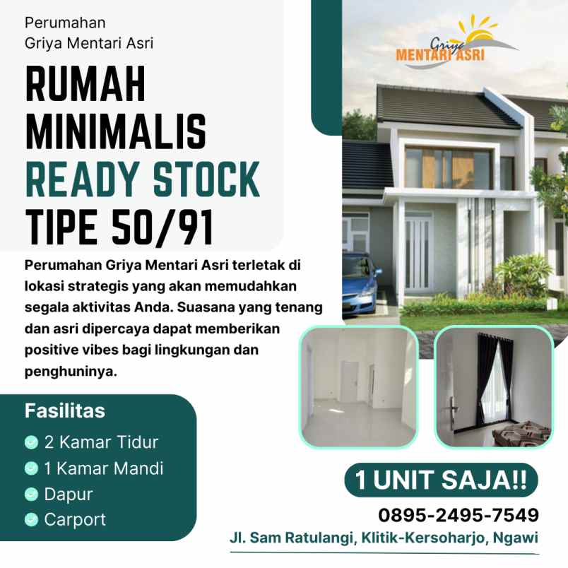 perumahan ngawi minimalis tipe 550 91 rrady stock