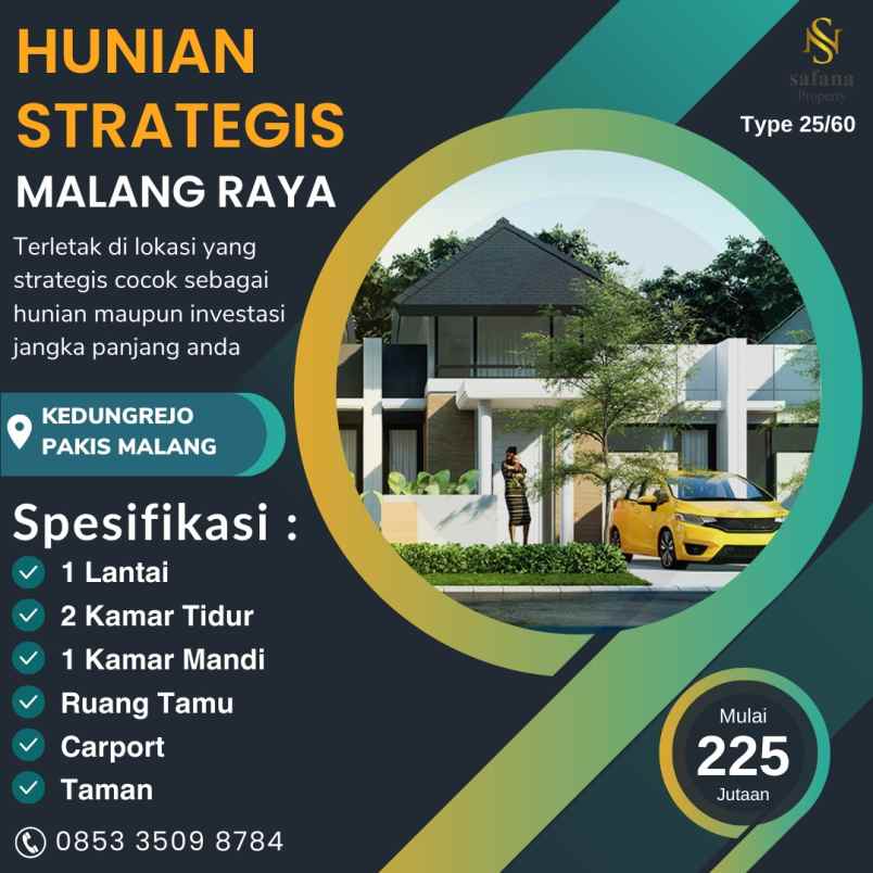 rumah 1 lantai lokasi strategis di kota malang