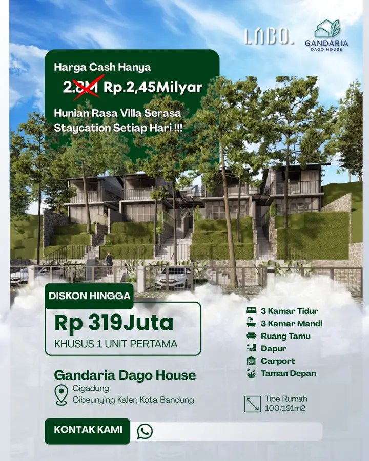 rumah baru 2 lantai modern futuristik di dago bandung