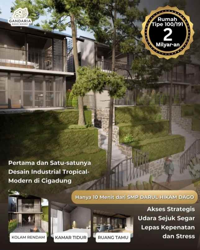 rumah baru 2 lantai modern futuristik di dago bandung