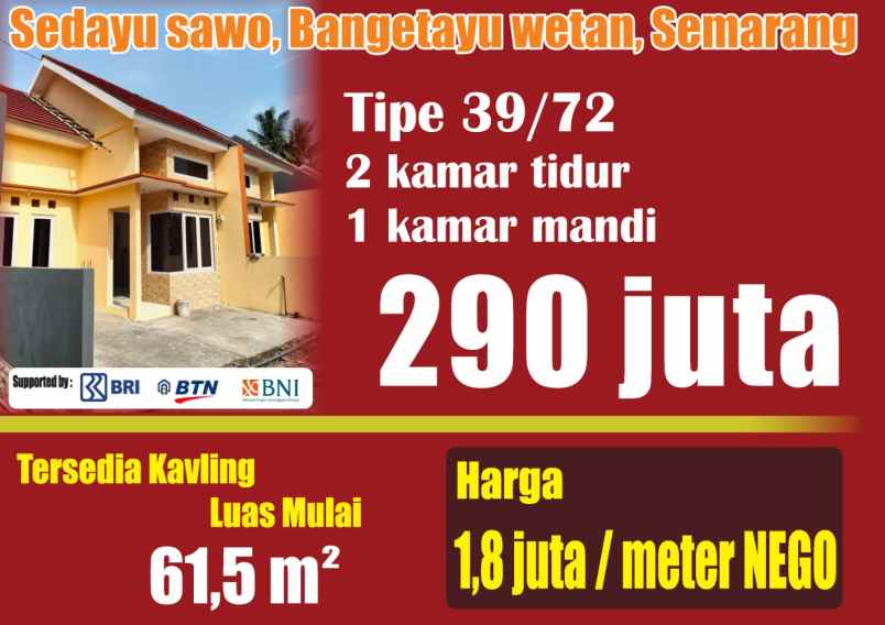 rumah bebas banjir 200jt an disemarang kota bisa kpr