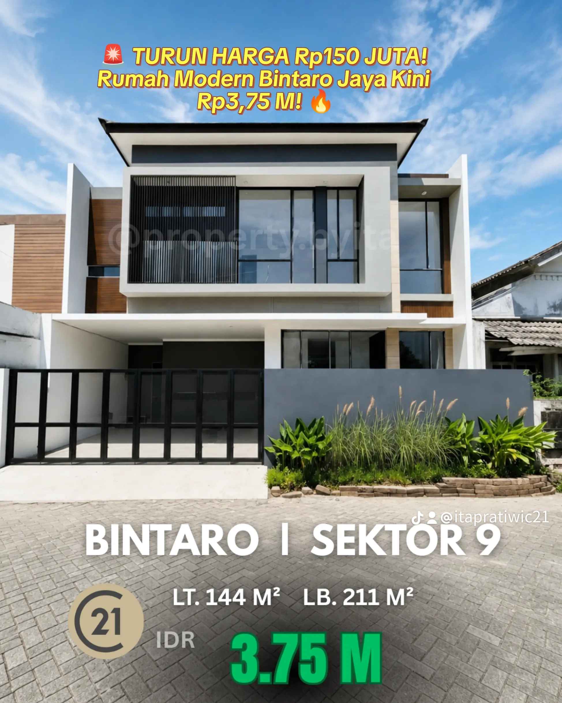 rumah dijual bintaro sektor 9 turin harga jadi 3 75 m