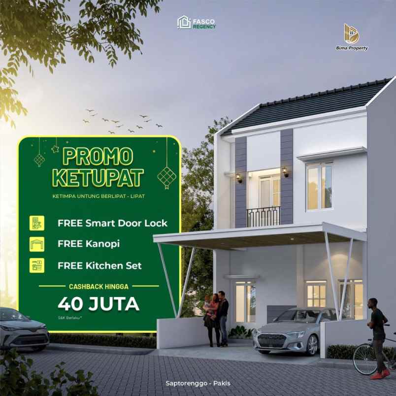 rumah elegant 2 lantai free smart door lock