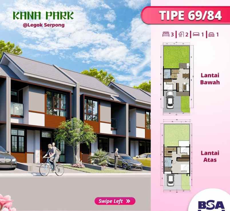 rumah nempel bsd cicilan 3 jutaan ready stock free ppn