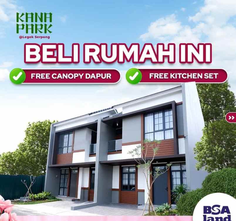 rumah nempel bsd cicilan 3 jutaan ready stock free ppn