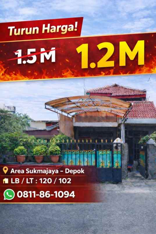 rumah pinggir jalan di pusat keramaian kota depok