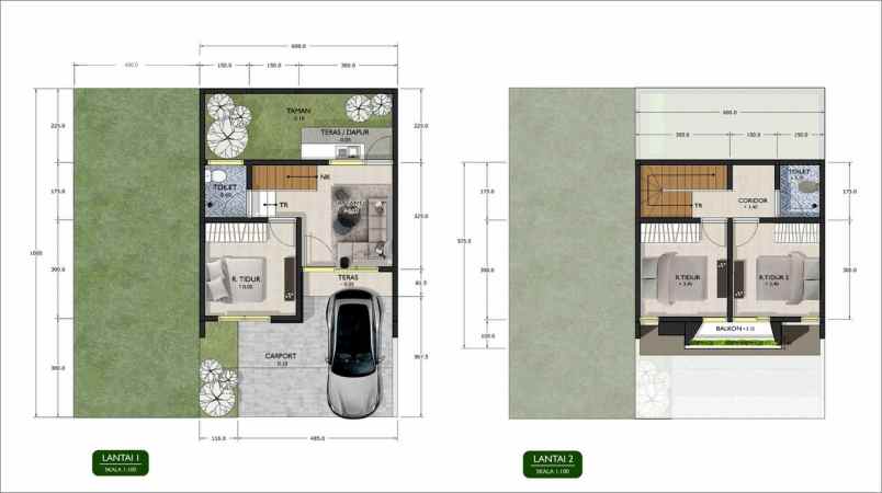 rumah resort 2 lantai dekat dengan fasilitas kota