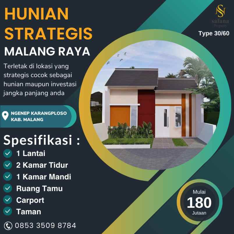 rumah subsidi 1 lantai 180 juta an di karangploso