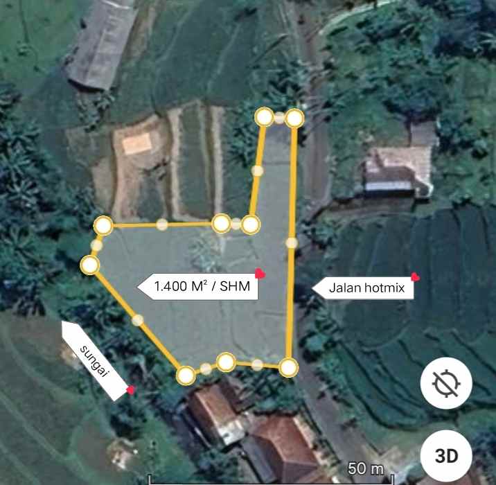 tanah dekat sungai view sawah subang jawa barat