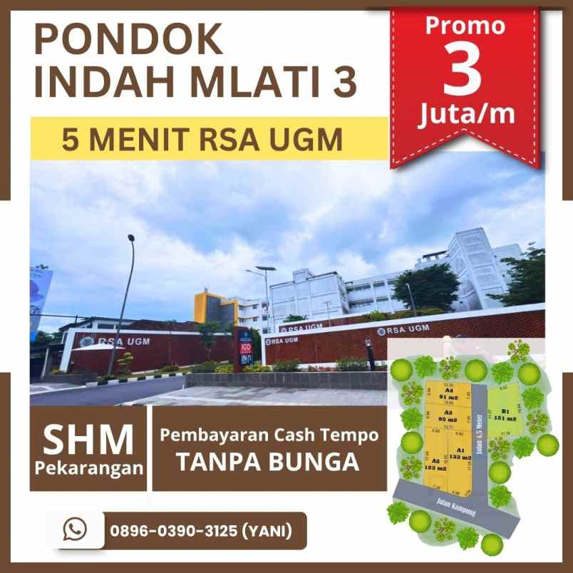 tanah shm pekarangan dekat rsa ugm dan youth centre