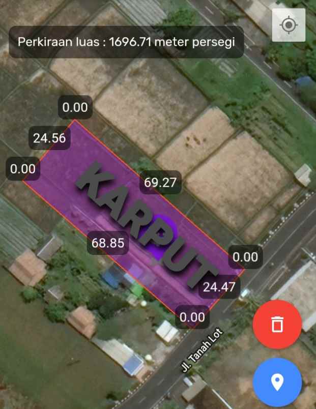 dijual 17 are jl raya tanah lot beraban kediri tabanan