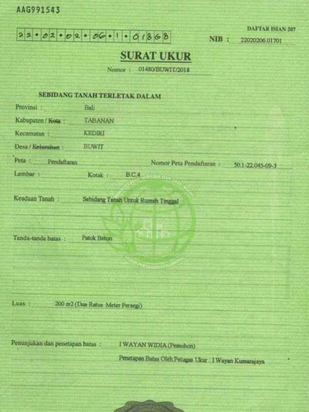 dijual 2 are jl mulioto buwit kediri tabanan