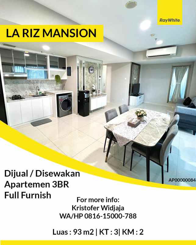 dijual apartemen pakuwon mall la riz mansion