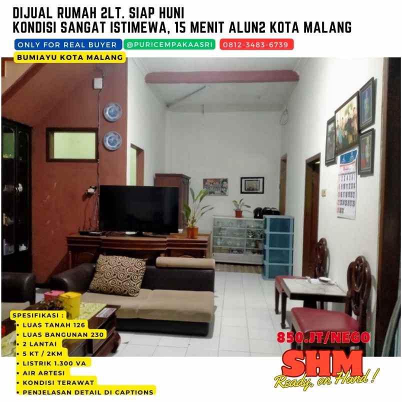 dijual cepat rumah di kota malang dekat alun2 kota