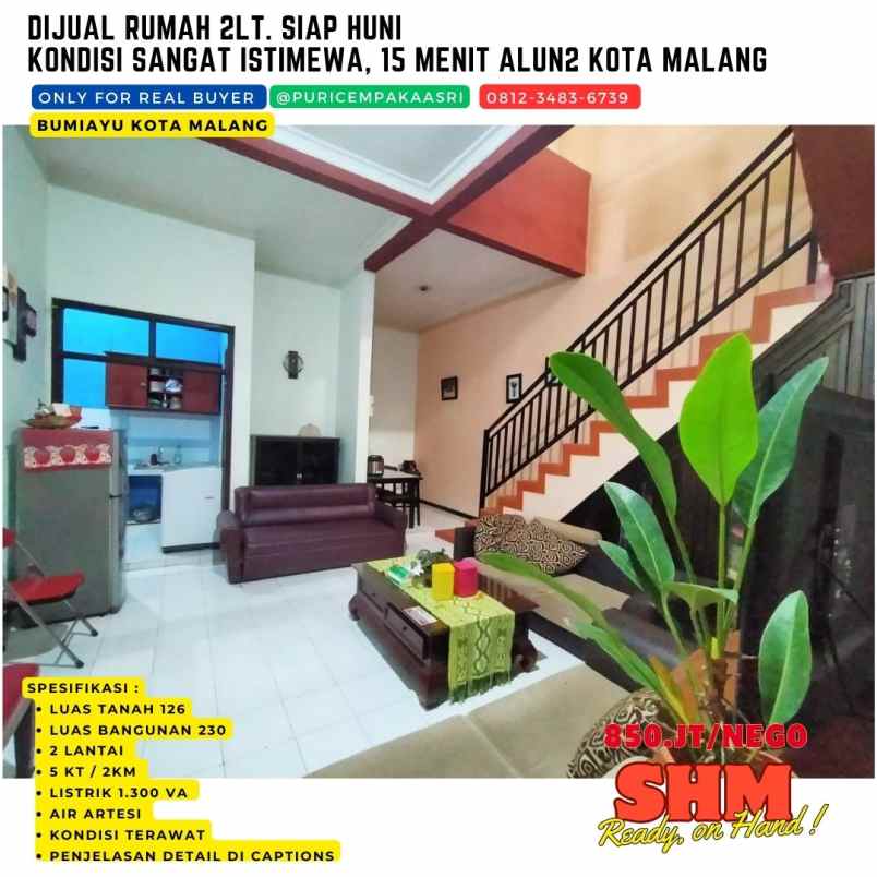 dijual cepat rumah di kota malang dekat alun2 kota