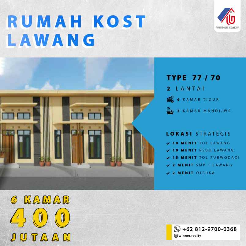 dijual kost lwang kota malang