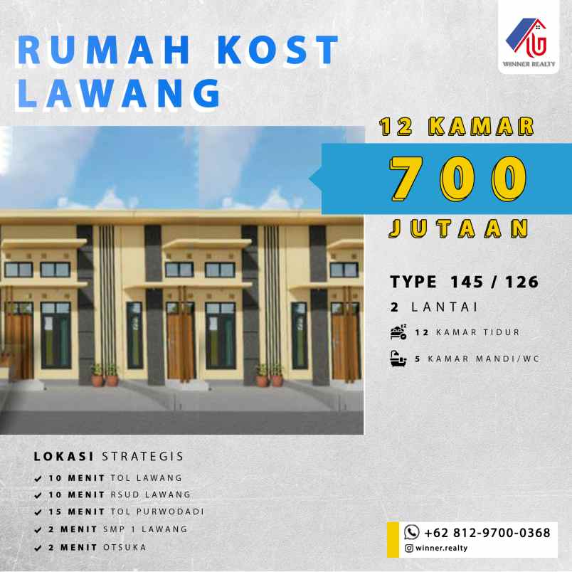 dijual kost lwang kota malang