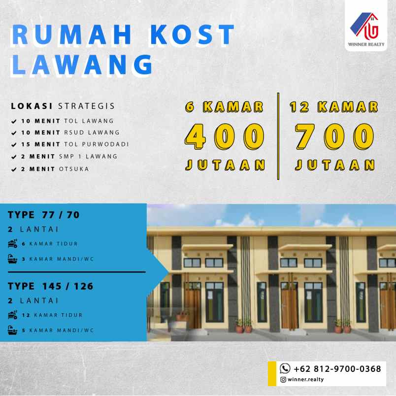 dijual kost lwang kota malang