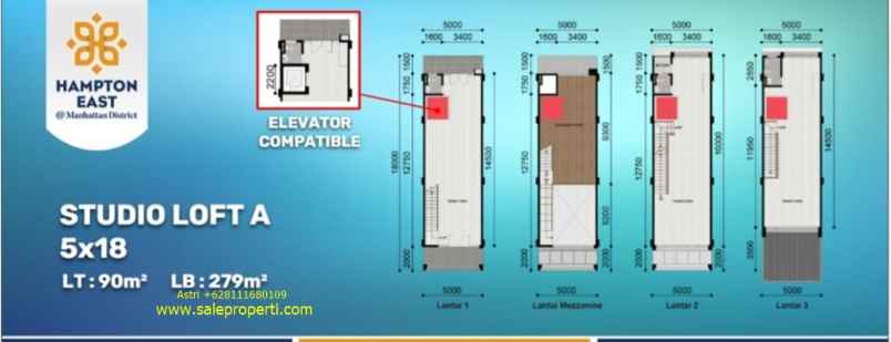 dijual ruko gudang kantor hampton east manhattan