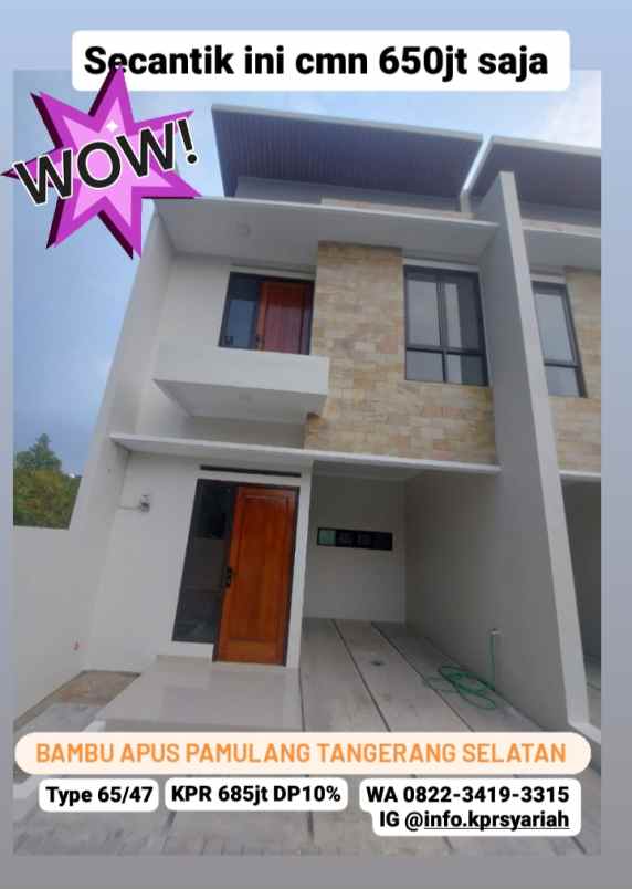 dijual rumah bambu apus