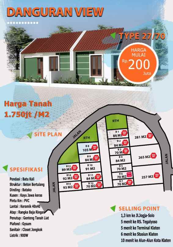 dijual rumah danguran klaten selatan klaten