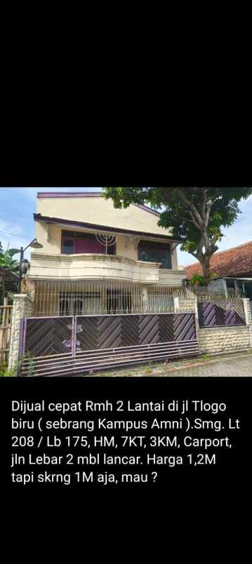 dijual rumah di tlogo biru tlogosari