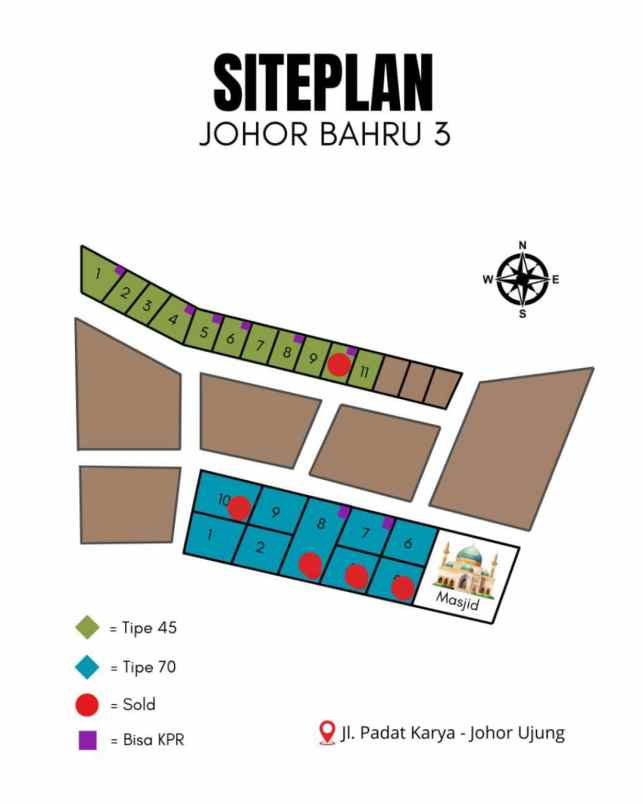 dijual rumah jl padat karya johor ujung