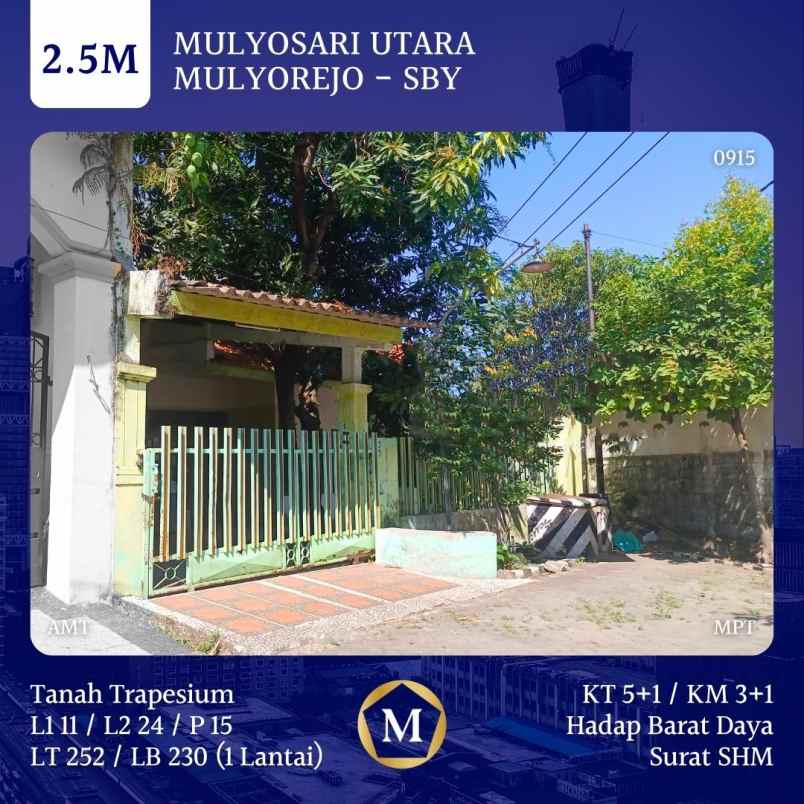 dijual rumah mulyosari utara