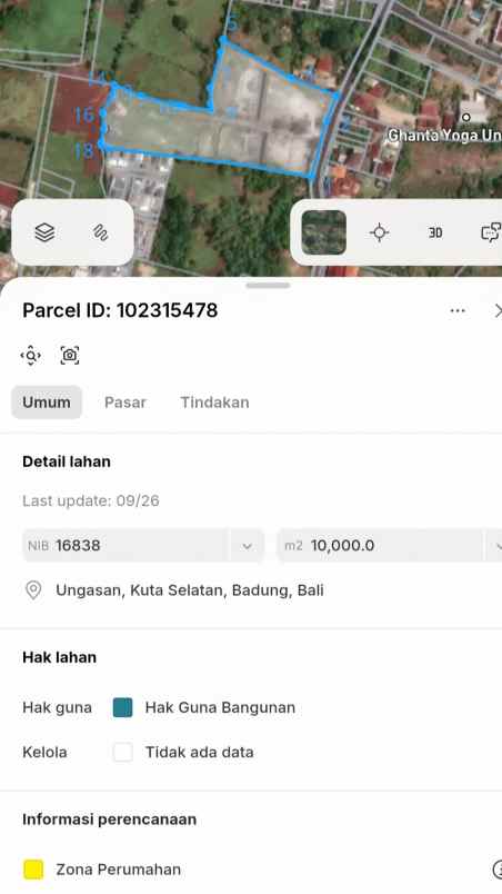 dijual tanah goa gong gwk