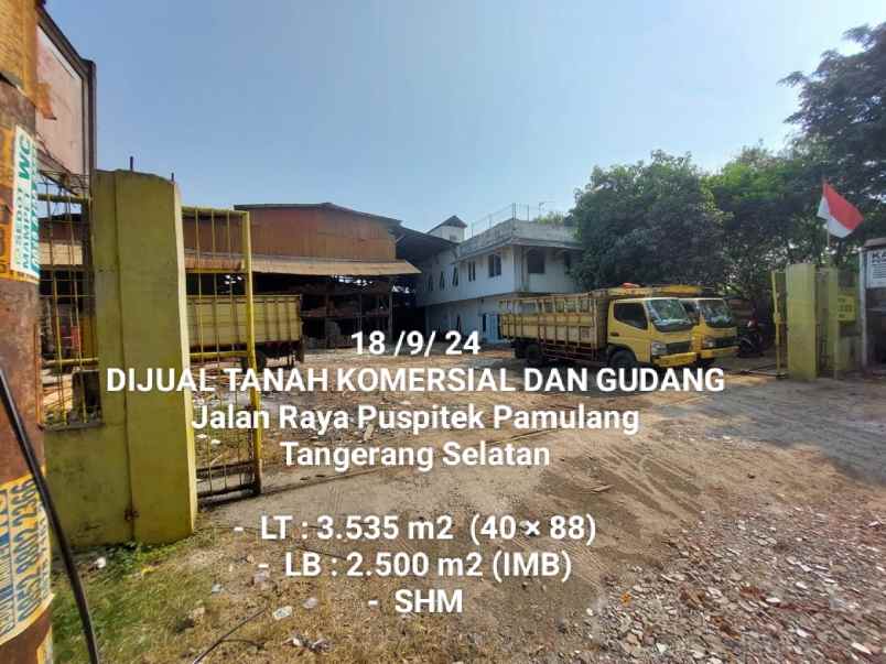 dijual tanah jl puspitek pamulang