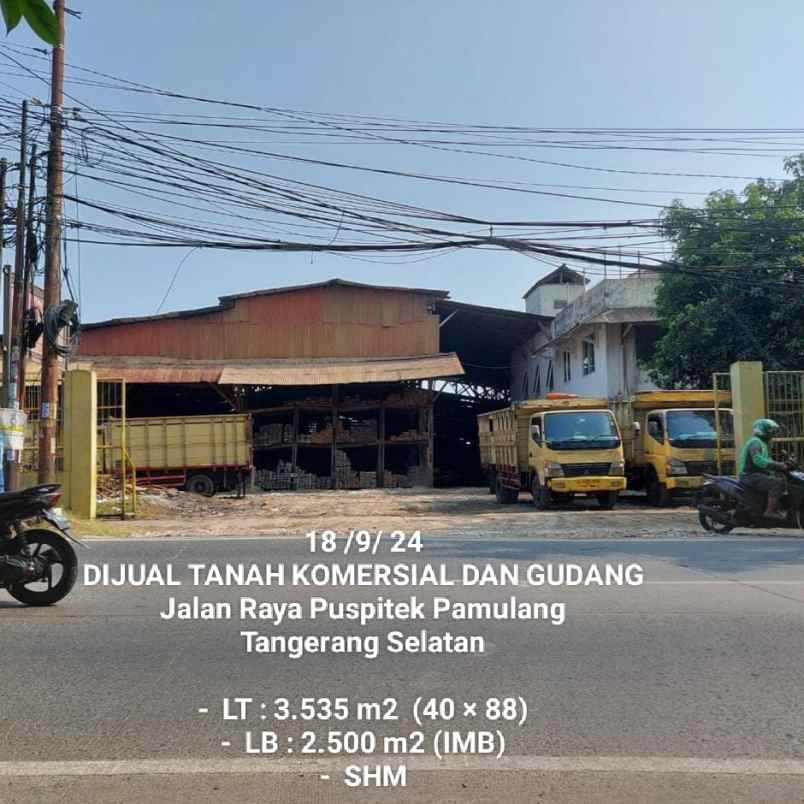 dijual tanah jl puspitek pamulang